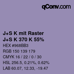 Farbcode: J+S K mit Raster - J+S K 370 K 55% | qconv.com