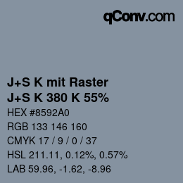 カラーコード: J+S K mit Raster - J+S K 380 K 55% | qconv.com
