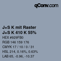 カラーコード: J+S K mit Raster - J+S K 410 K 55% | qconv.com