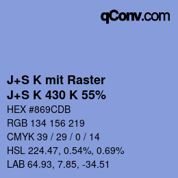 カラーコード: J+S K mit Raster - J+S K 430 K 55% | qconv.com