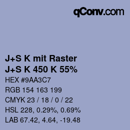 カラーコード: J+S K mit Raster - J+S K 450 K 55% | qconv.com