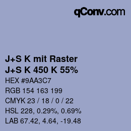 Color code: J+S K mit Raster - J+S K 450 K 55% | qconv.com