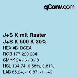 カラーコード: J+S K mit Raster - J+S K 500 K 30% | qconv.com