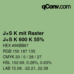 カラーコード: J+S K mit Raster - J+S K 600 K 55% | qconv.com