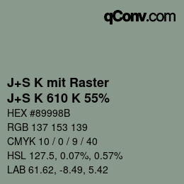 カラーコード: J+S K mit Raster - J+S K 610 K 55% | qconv.com