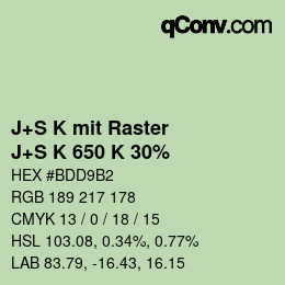 Code couleur: J+S K mit Raster - J+S K 650 K 30% | qconv.com