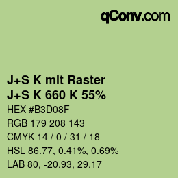 カラーコード: J+S K mit Raster - J+S K 660 K 55% | qconv.com