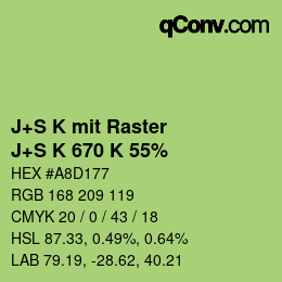 カラーコード: J+S K mit Raster - J+S K 670 K 55% | qconv.com