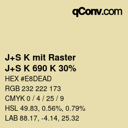 Farbcode: J+S K mit Raster - J+S K 690 K 30% | qconv.com