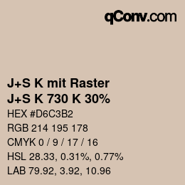 カラーコード: J+S K mit Raster - J+S K 730 K 30% | qconv.com