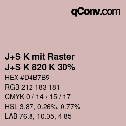 カラーコード: J+S K mit Raster - J+S K 820 K 30% | qconv.com
