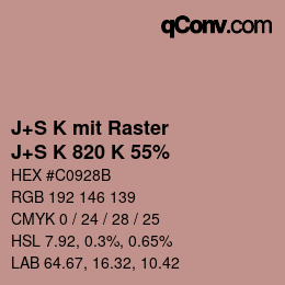 カラーコード: J+S K mit Raster - J+S K 820 K 55% | qconv.com