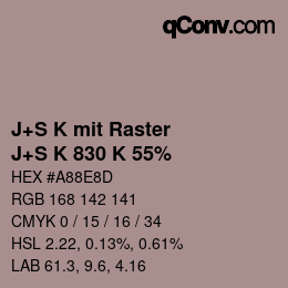 Color code: J+S K mit Raster - J+S K 830 K 55% | qconv.com