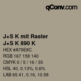 Code couleur: J+S K mit Raster - J+S K 890 K | qconv.com