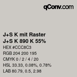 カラーコード: J+S K mit Raster - J+S K 890 K 55% | qconv.com