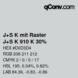 Color code: J+S K mit Raster - J+S K 910 K 30% | qconv.com