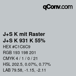 Code couleur: J+S K mit Raster - J+S K 931 K 55% | qconv.com