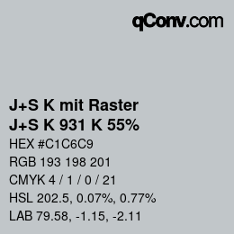 カラーコード: J+S K mit Raster - J+S K 931 K 55% | qconv.com