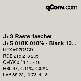 Farbcode: J+S Rasterfaecher - J+S 010K 010% · Black 10% | qconv.com