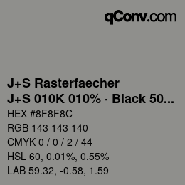 Code couleur: J+S Rasterfaecher - J+S 010K 010% · Black 50% | qconv.com