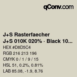 Code couleur: J+S Rasterfaecher - J+S 010K 020% · Black 10% | qconv.com