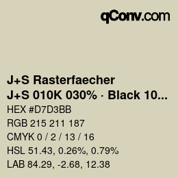 カラーコード: J+S Rasterfaecher - J+S 010K 030% · Black 10% | qconv.com