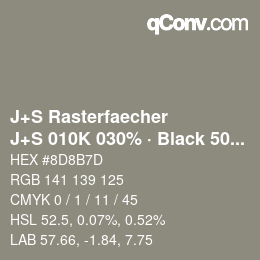 Code couleur: J+S Rasterfaecher - J+S 010K 030% · Black 50% | qconv.com