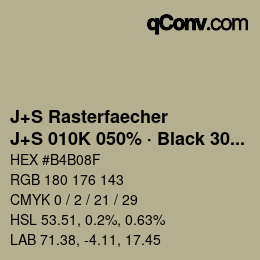 カラーコード: J+S Rasterfaecher - J+S 010K 050% · Black 30% | qconv.com