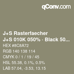 Farbcode: J+S Rasterfaecher - J+S 010K 050% · Black 50% | qconv.com