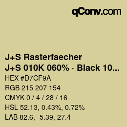 カラーコード: J+S Rasterfaecher - J+S 010K 060% · Black 10% | qconv.com