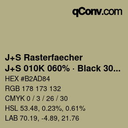 Farbcode: J+S Rasterfaecher - J+S 010K 060% · Black 30% | qconv.com
