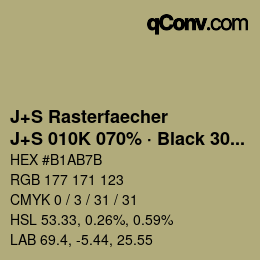 カラーコード: J+S Rasterfaecher - J+S 010K 070% · Black 30% | qconv.com