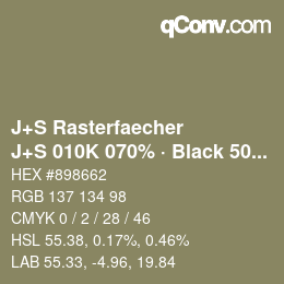 Code couleur: J+S Rasterfaecher - J+S 010K 070% · Black 50% | qconv.com