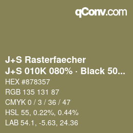 Code couleur: J+S Rasterfaecher - J+S 010K 080% · Black 50% | qconv.com