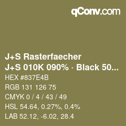 Code couleur: J+S Rasterfaecher - J+S 010K 090% · Black 50% | qconv.com