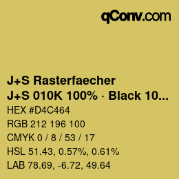 Farbcode: J+S Rasterfaecher - J+S 010K 100% · Black 10% | qconv.com
