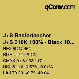 カラーコード: J+S Rasterfaecher - J+S 010K 100% · Black 10% | qconv.com