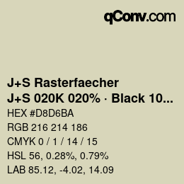 Code couleur: J+S Rasterfaecher - J+S 020K 020% · Black 10% | qconv.com