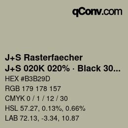 Farbcode: J+S Rasterfaecher - J+S 020K 020% · Black 30% | qconv.com