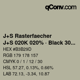 カラーコード: J+S Rasterfaecher - J+S 020K 020% · Black 30% | qconv.com