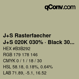 カラーコード: J+S Rasterfaecher - J+S 020K 030% · Black 30% | qconv.com