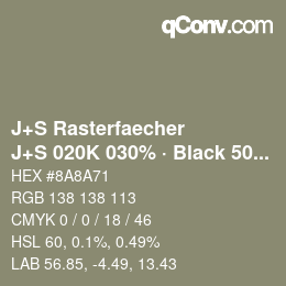 カラーコード: J+S Rasterfaecher - J+S 020K 030% · Black 50% | qconv.com