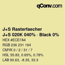 Farbcode: J+S Rasterfaecher - J+S 020K 040% · Black 0% | qconv.com
