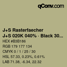 カラーコード: J+S Rasterfaecher - J+S 020K 040% · Black 30% | qconv.com