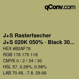 カラーコード: J+S Rasterfaecher - J+S 020K 050% · Black 30% | qconv.com