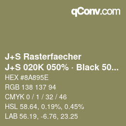 カラーコード: J+S Rasterfaecher - J+S 020K 050% · Black 50% | qconv.com