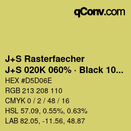 カラーコード: J+S Rasterfaecher - J+S 020K 060% · Black 10% | qconv.com