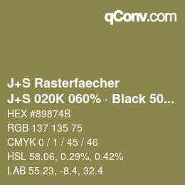 Farbcode: J+S Rasterfaecher - J+S 020K 060% · Black 50% | qconv.com