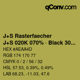 Code couleur: J+S Rasterfaecher - J+S 020K 070% · Black 30% | qconv.com