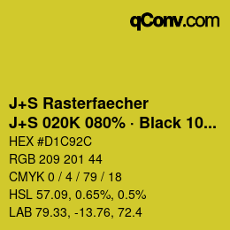 カラーコード: J+S Rasterfaecher - J+S 020K 080% · Black 10% | qconv.com